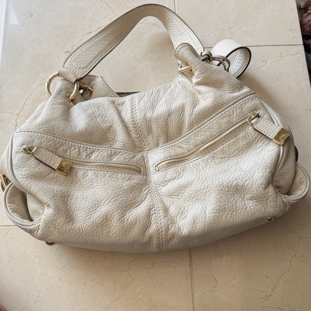 Michael Kors  Ivory / Cream and Gold Leather Handbag